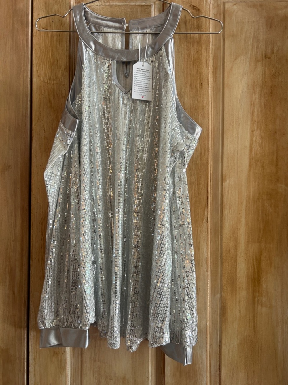 Silver Sequin Halter Top with open shoulders